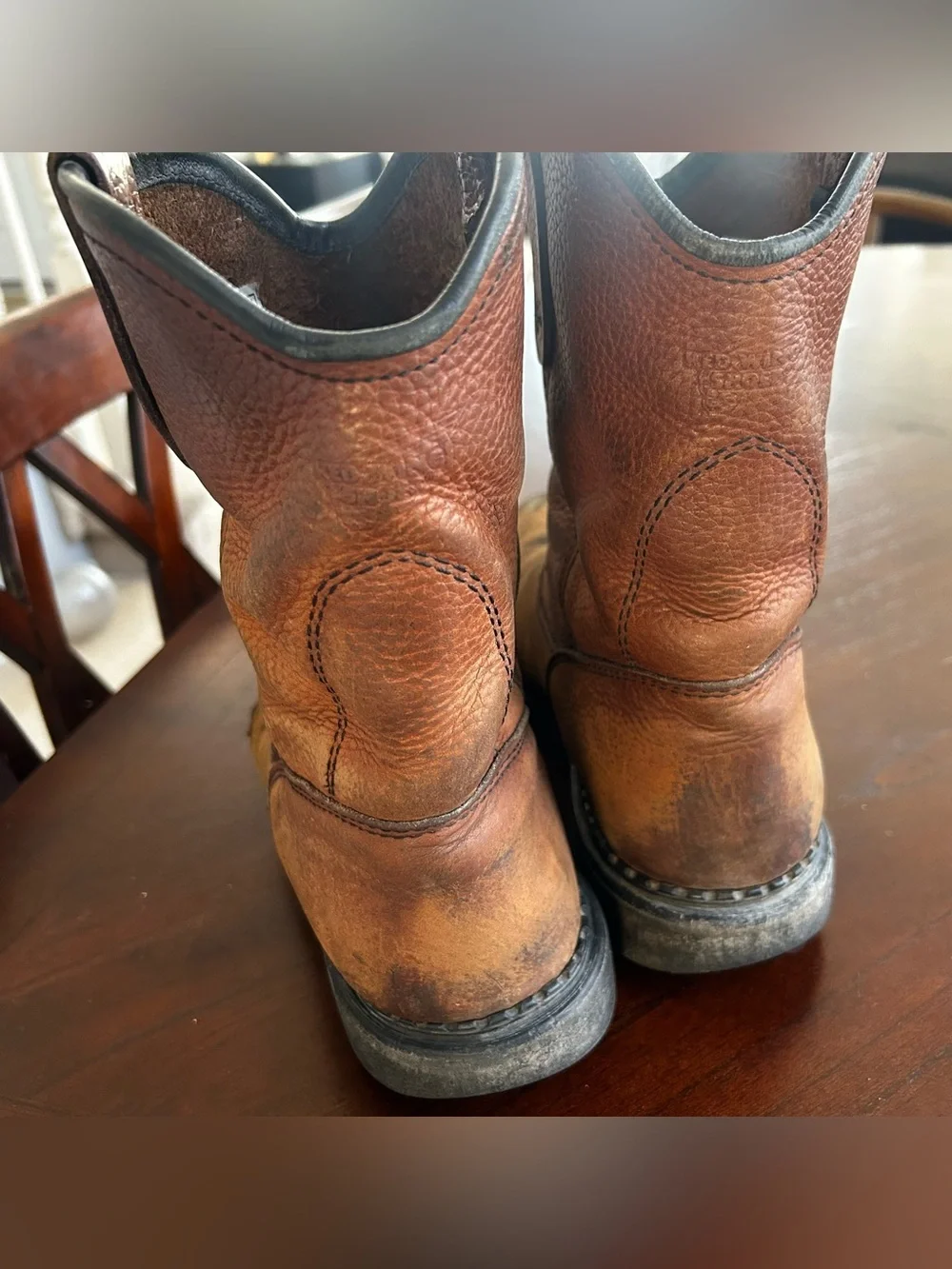 Vintage Red Wing Pecos Pull-On Work Boots Made in USA Distressed Leather size 9D